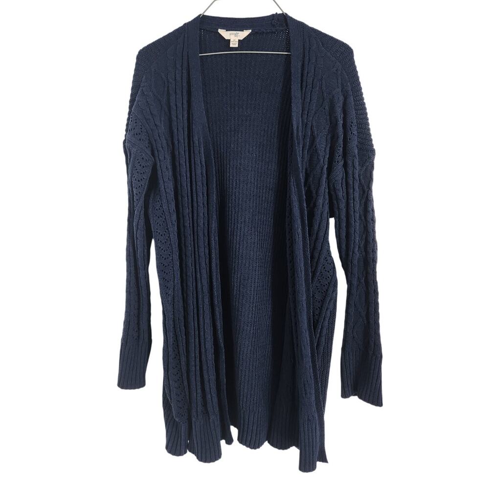 Terra & Sky Navy Knit Open Front Cardigan Sweater Womens Size 1X